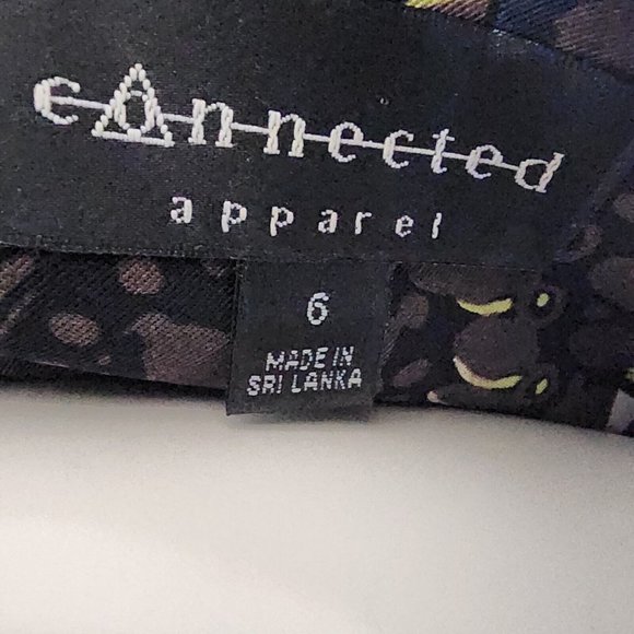 CONNECTED APPAREL Blue Brown Geometric Sleeveless Zip Back Dress Womens Size 6 - Picture 5 of 6